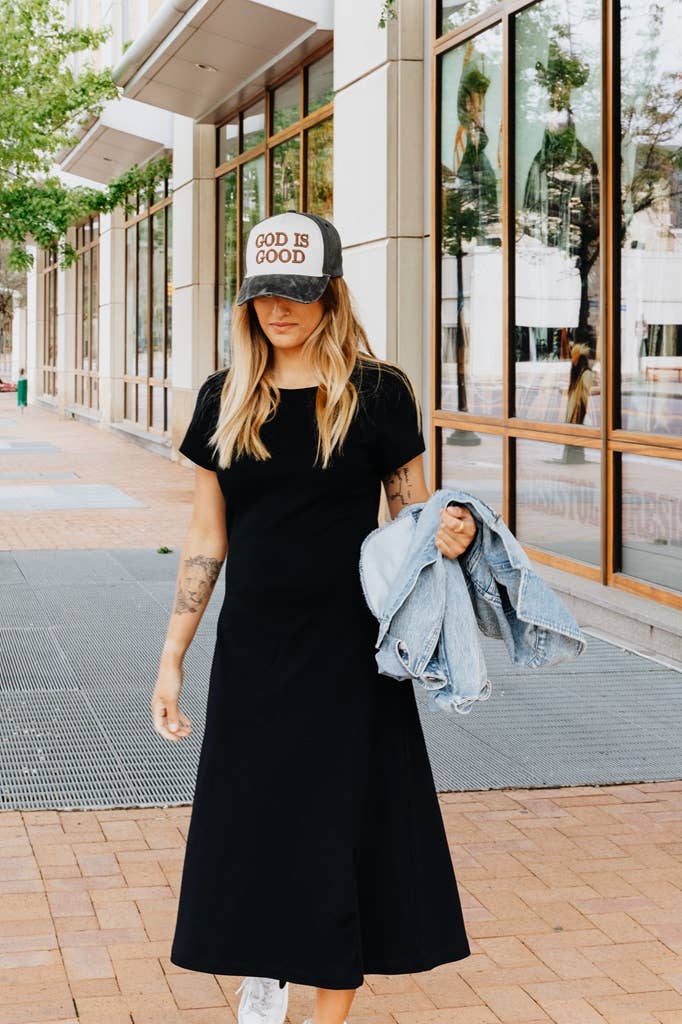 God is Good Distressed Trucker Hat | White & Brown