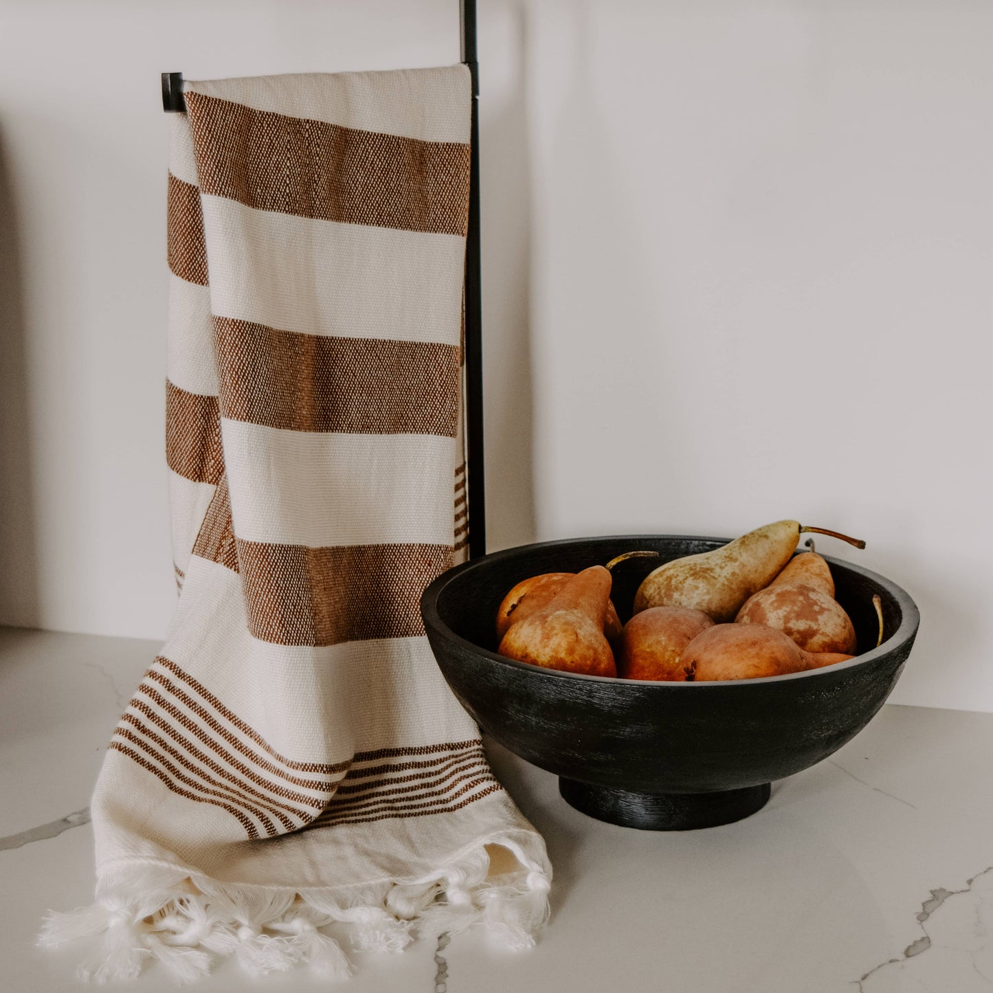 Oversized Turkish Cotton Hand Towel | Neutral Multi-stripe