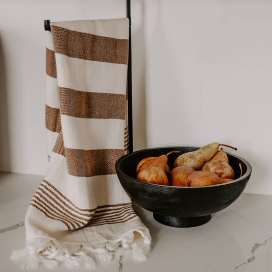 Oversized Turkish Cotton Hand Towel | Neutral Multi-stripe