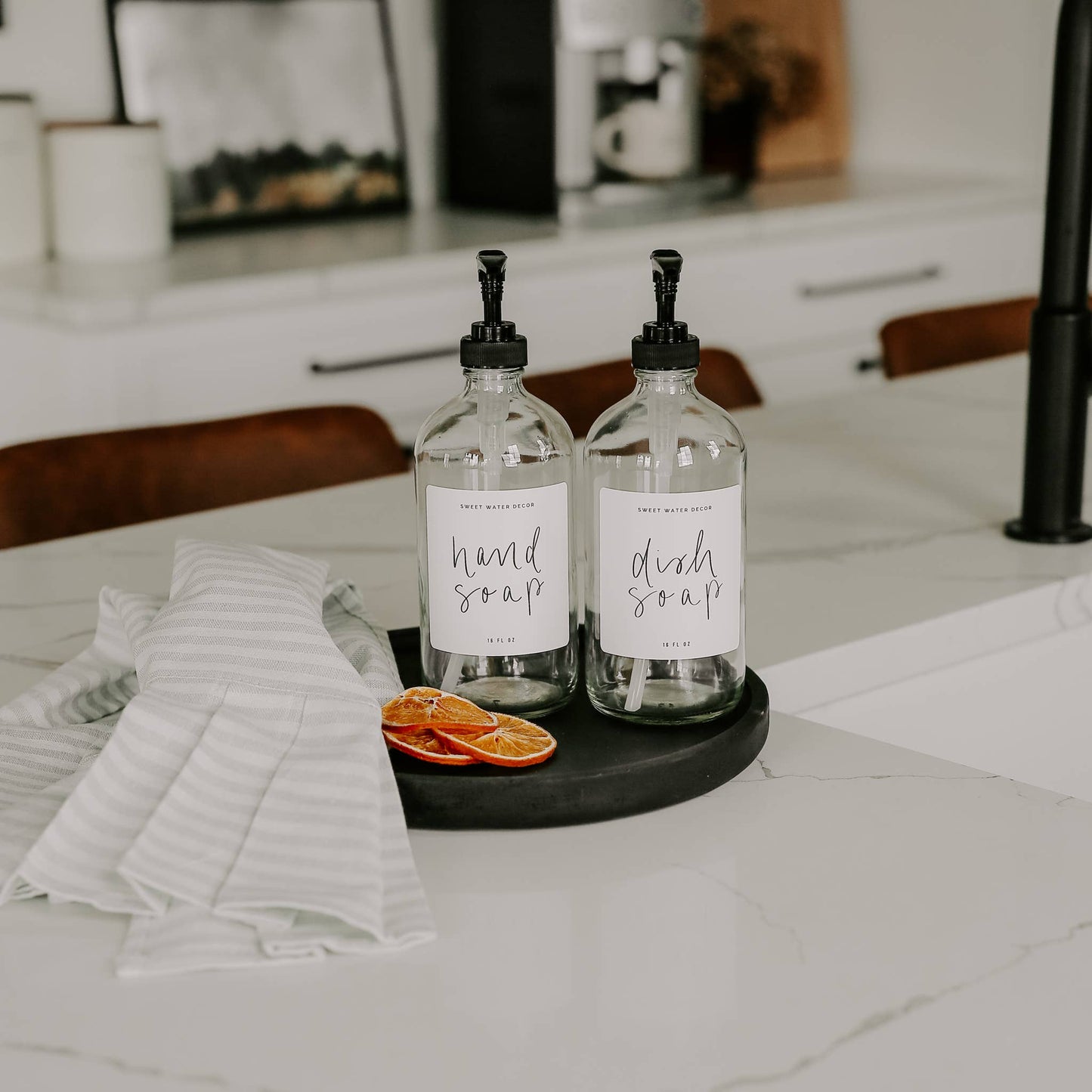 10" Black Round Wood Tray