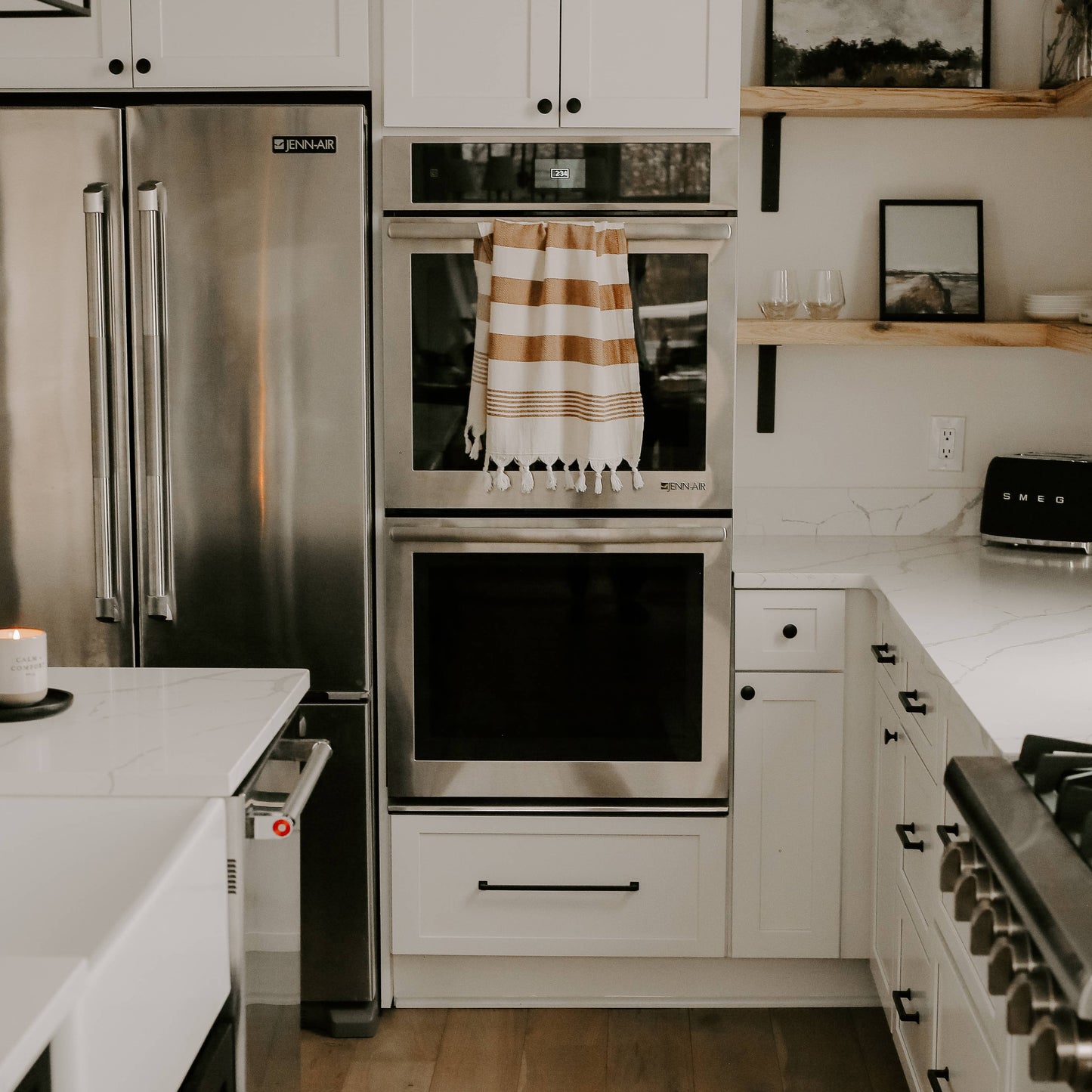 Oversized Turkish Cotton Hand Towel | Neutral Multi-stripe