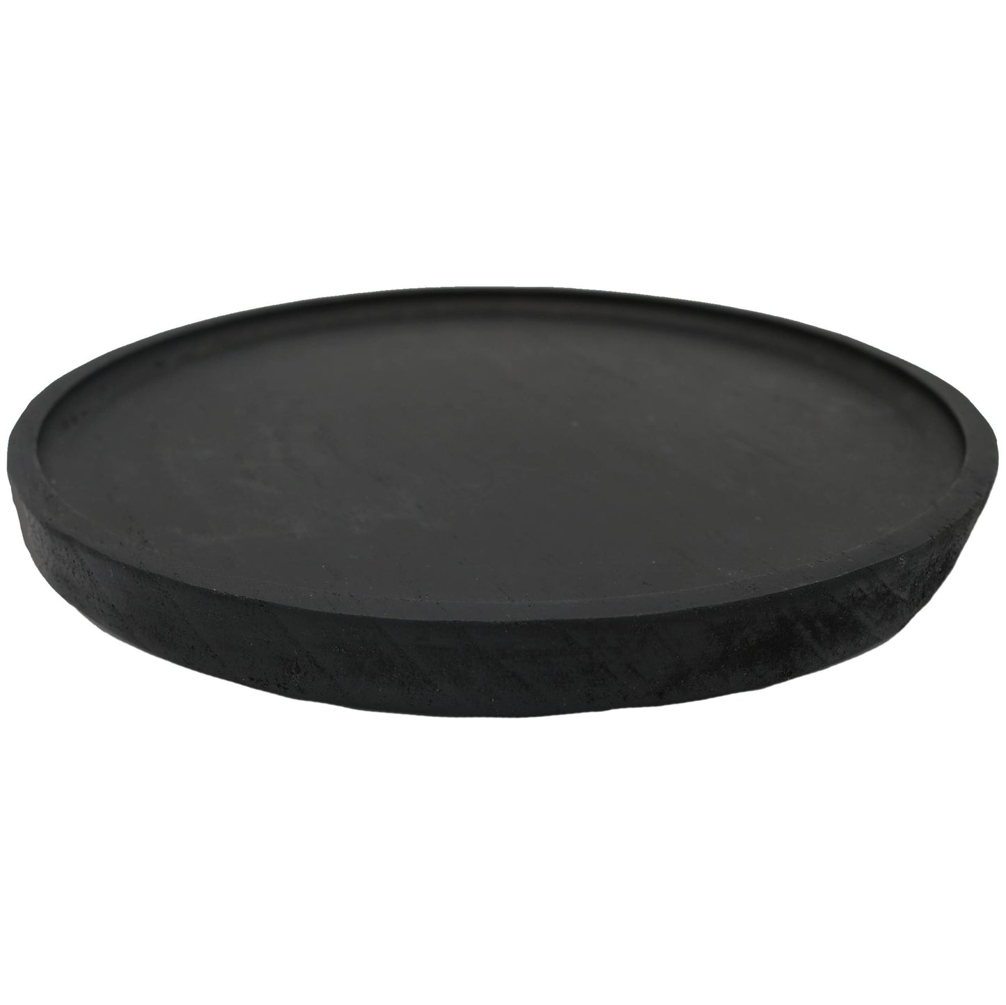 10" Black Round Wood Tray