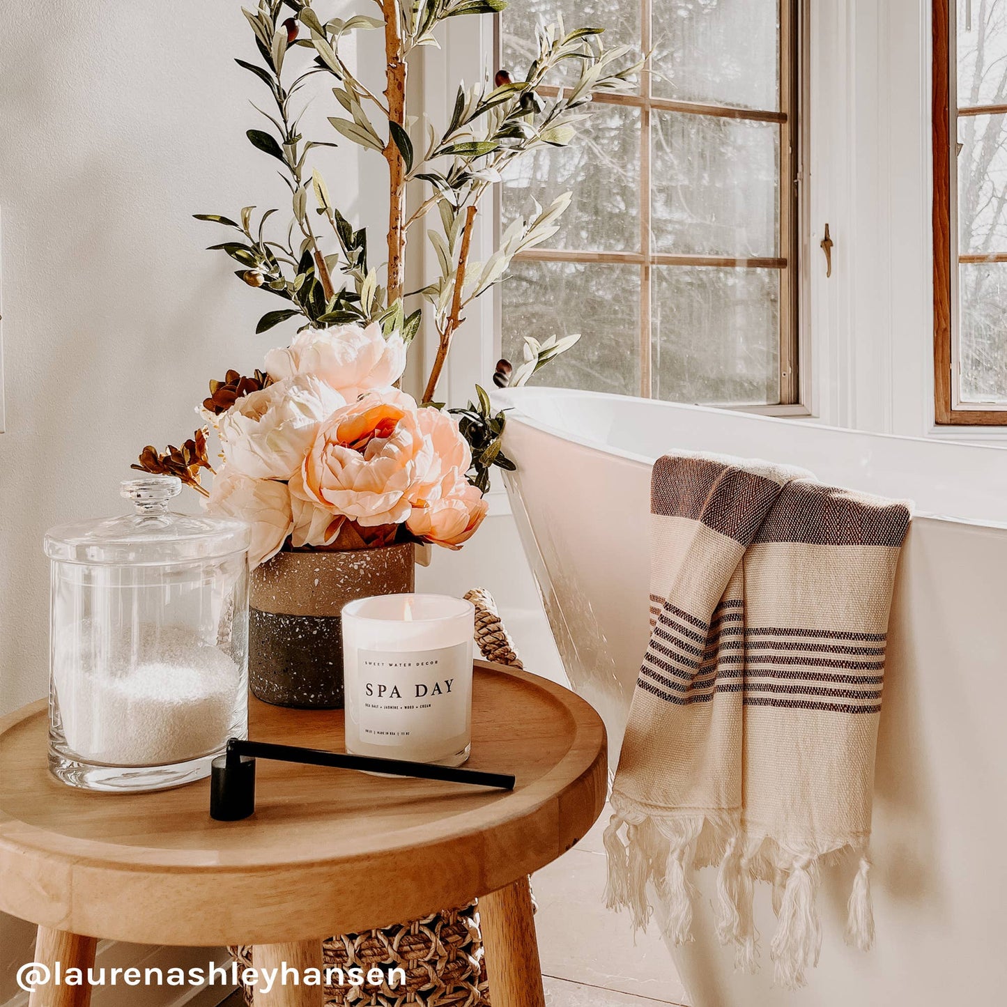 Oversized Turkish Cotton Hand Towel | Neutral Multi-stripe