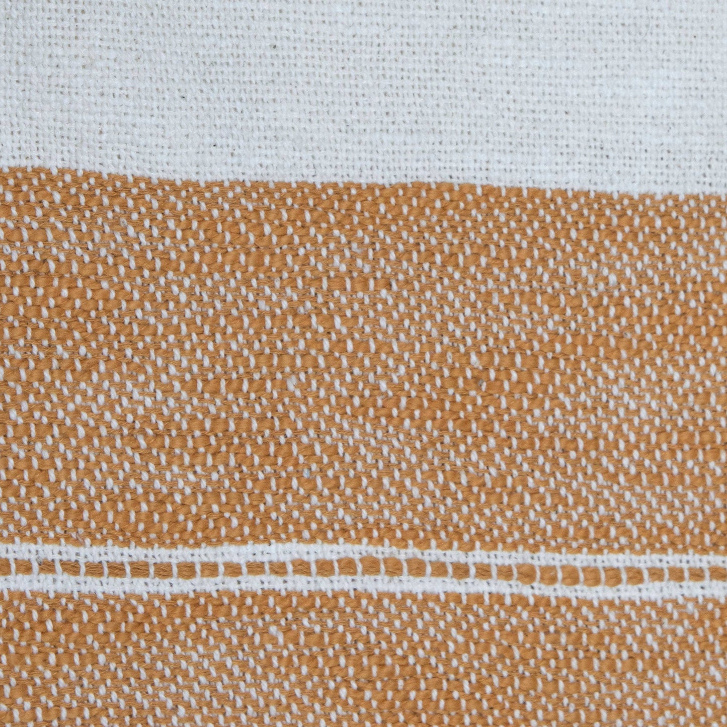 JoEllen Ochre Striped Cotton Throw Blanket | Tasseled, 50x60