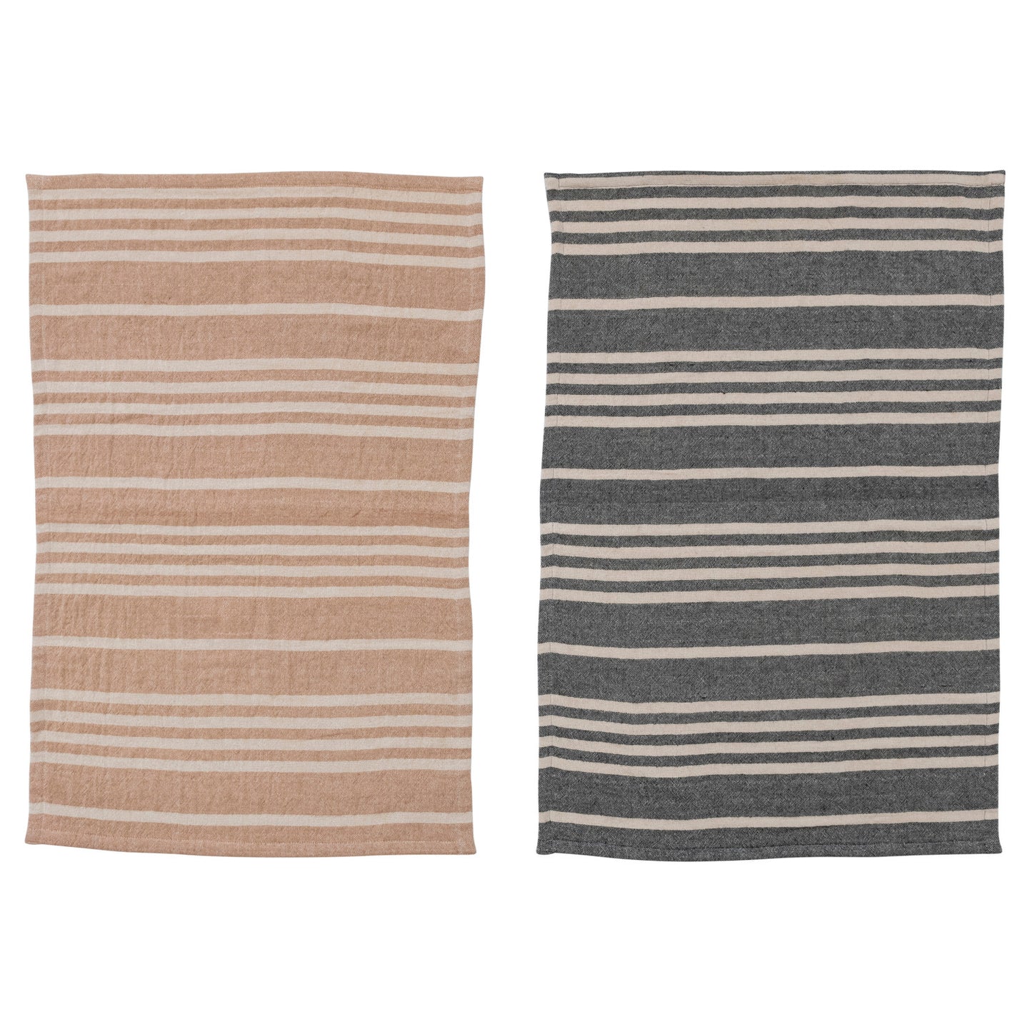 Cotton Double Cloth Striped Tea Towels - 2 Colors | Set of 2