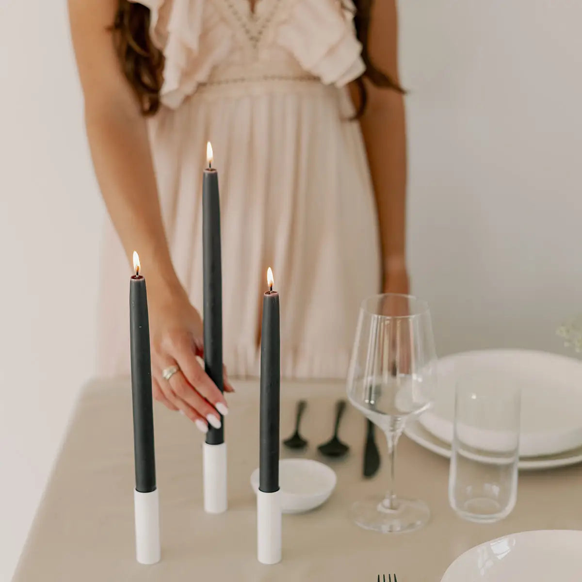 10" - 100% Beeswax Dipped Candles | Charcoal