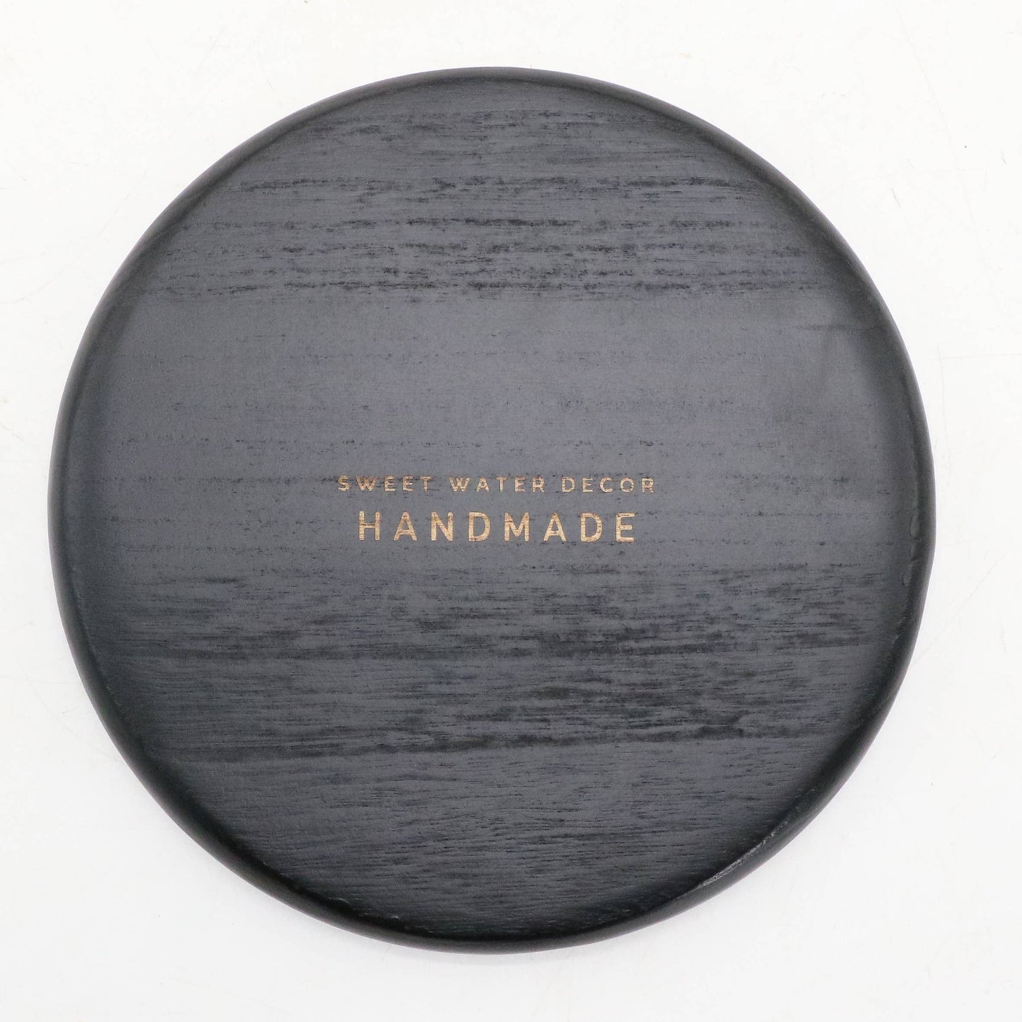 10" Black Round Wood Tray