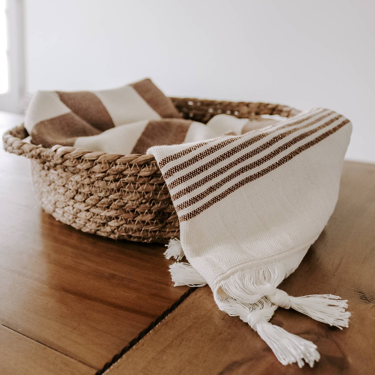 Oversized Turkish Cotton Hand Towel | Neutral Multi-stripe