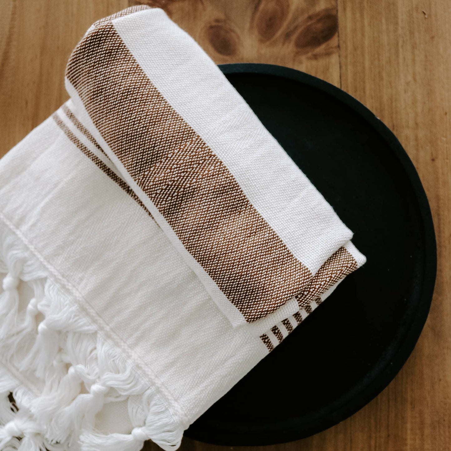 Oversized Turkish Cotton Hand Towel | Neutral Multi-stripe
