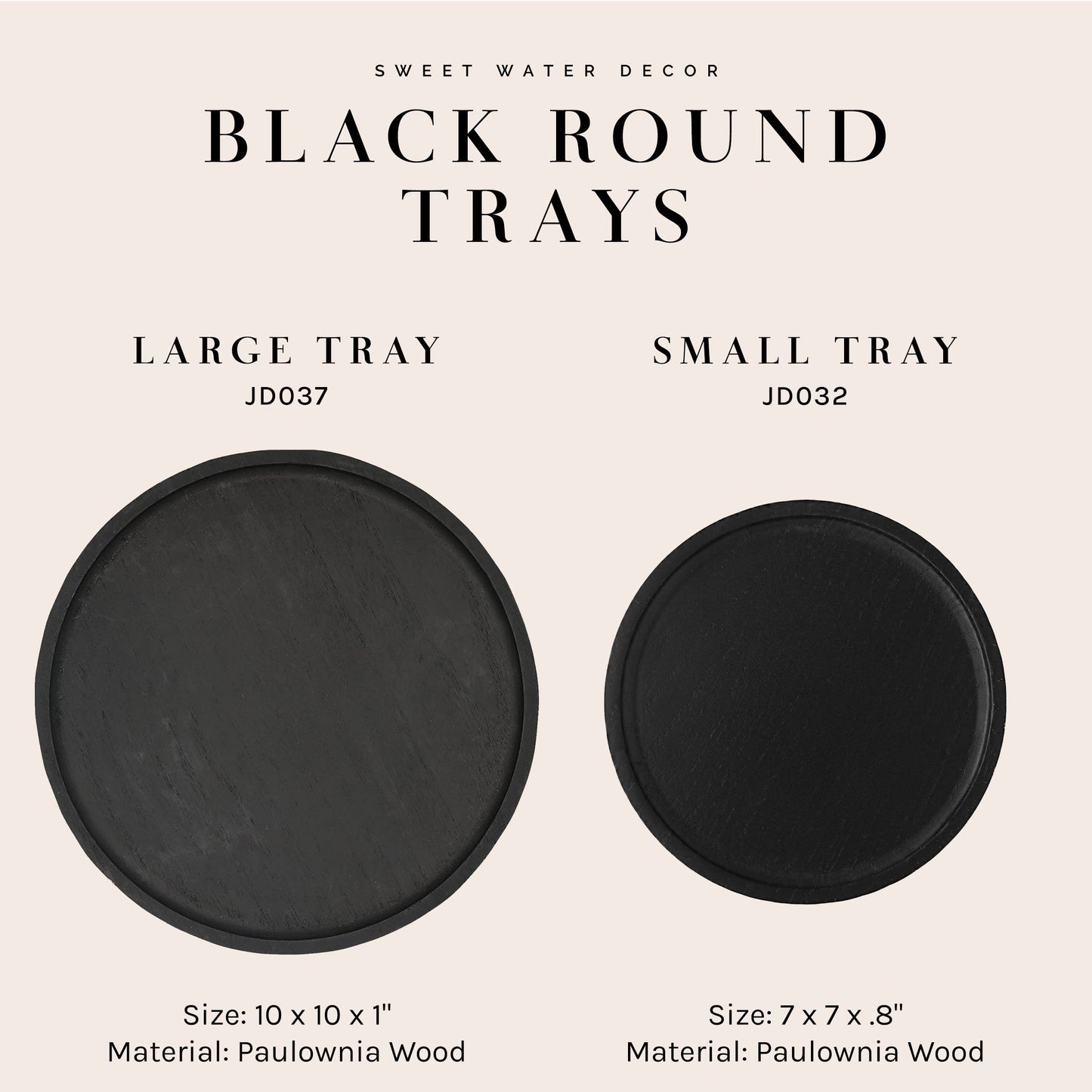 Black Round Wood Tray | 7"