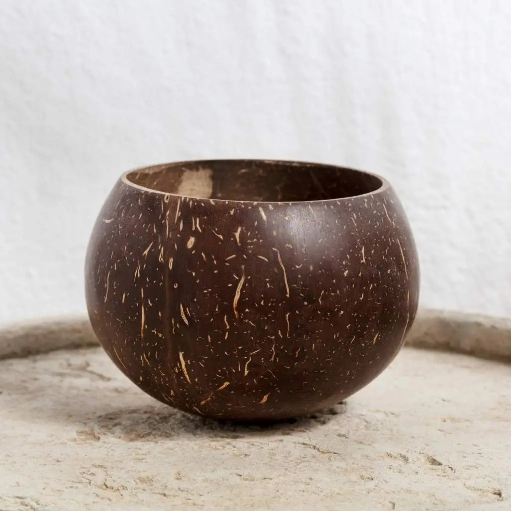 Natural Coconut Shell Cups | Set of 2 + Straws