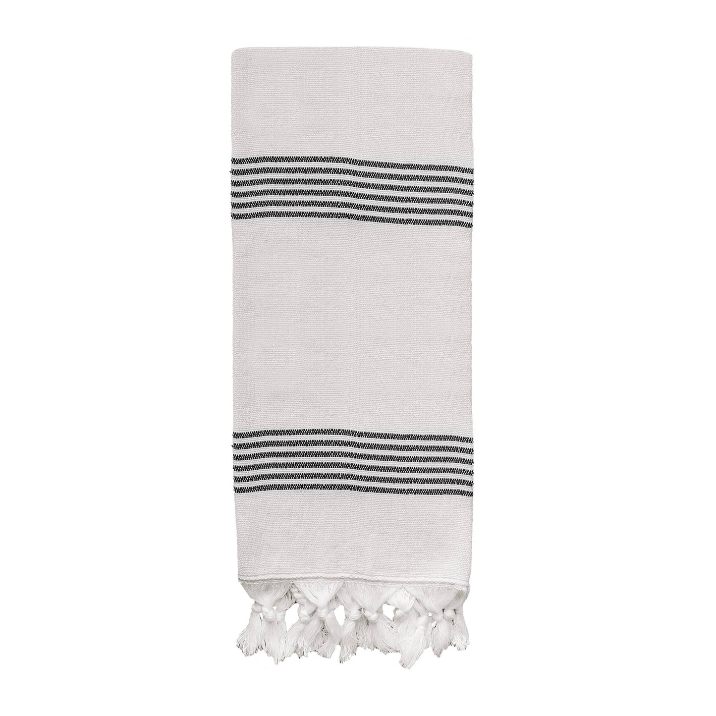 Oversized Turkish Cotton Hand Towel | Black Multi-stripe