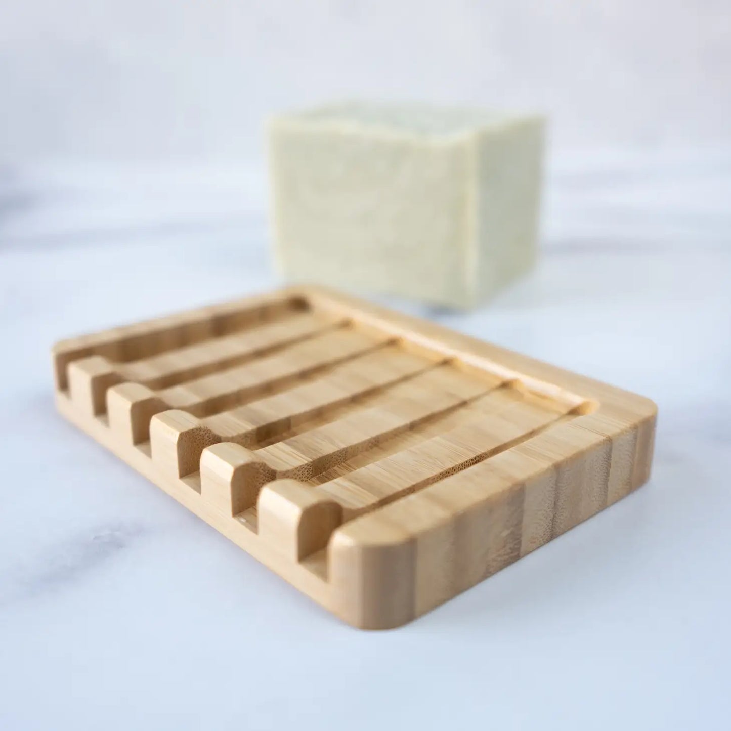 Waterfall Self-Draining Bamboo Soap Dish