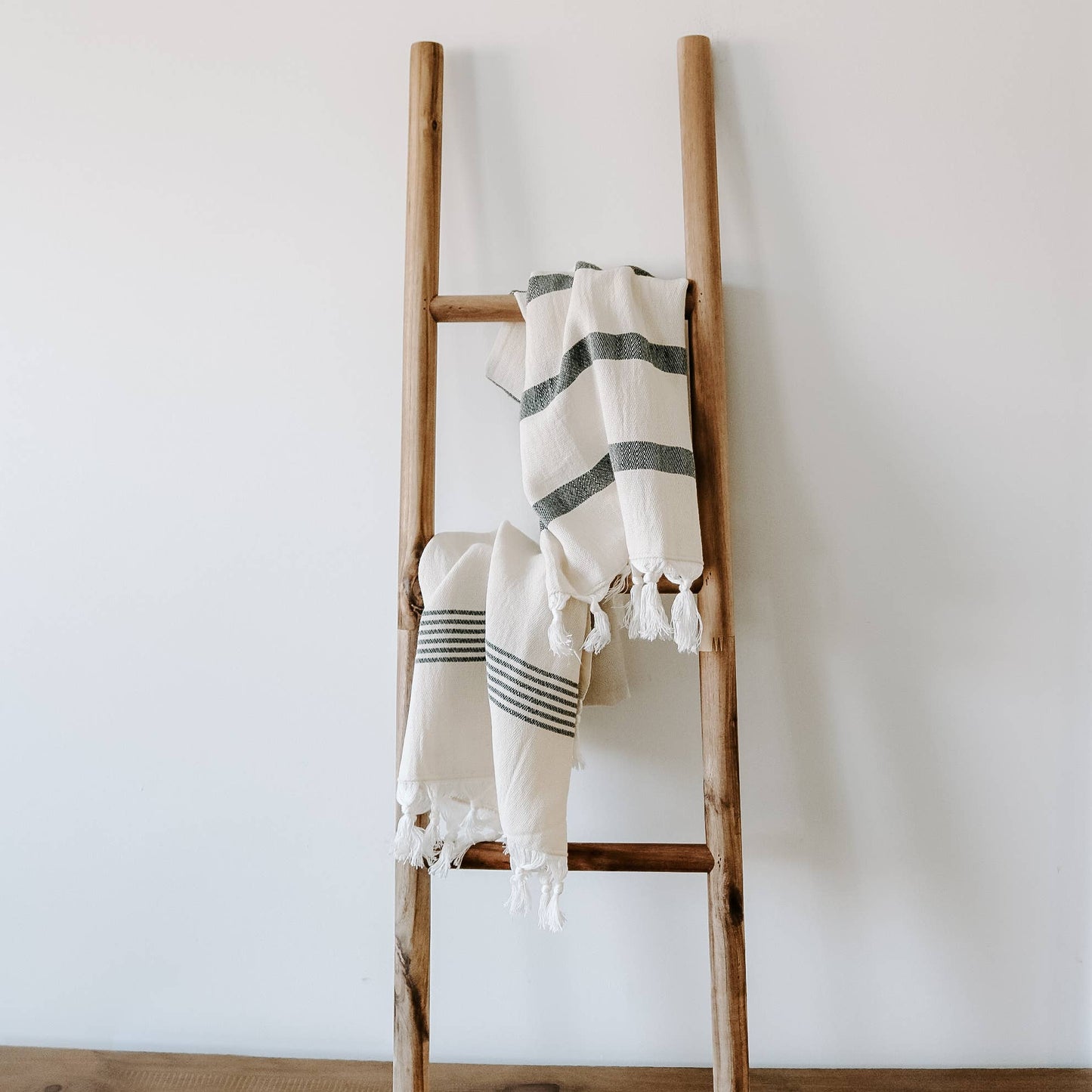 Oversized Turkish Cotton Hand Towel | Black Multi-stripe