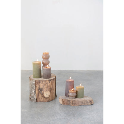 Olive - Unscented Pleated Pillar Candle