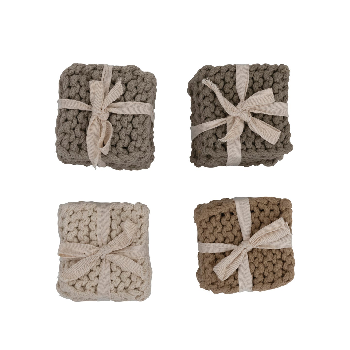 Cotton Crocheted Coasters, Set of 4 | 4 Color Options