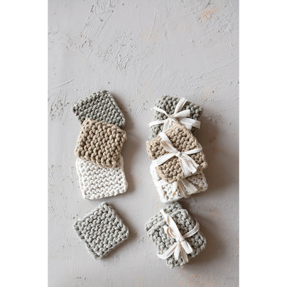 Cotton Crocheted Coasters, Set of 4 | 4 Color Options