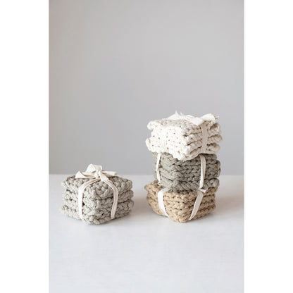 Cotton Crocheted Coasters, Set of 4 | 4 Color Options