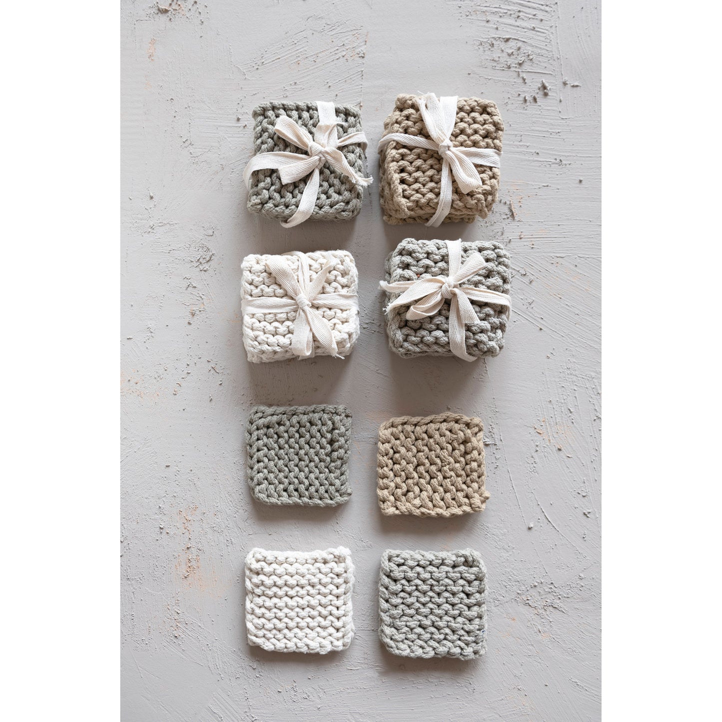 Cotton Crocheted Coasters, Set of 4 | 4 Color Options