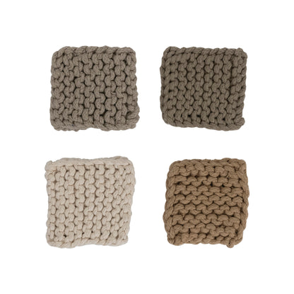 Cotton Crocheted Coasters, Set of 4 | 4 Color Options