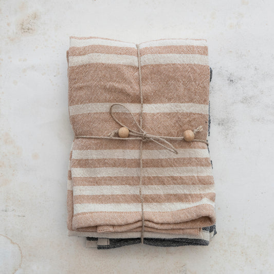 Cotton Double Cloth Striped Tea Towels - 2 Colors | Set of 2