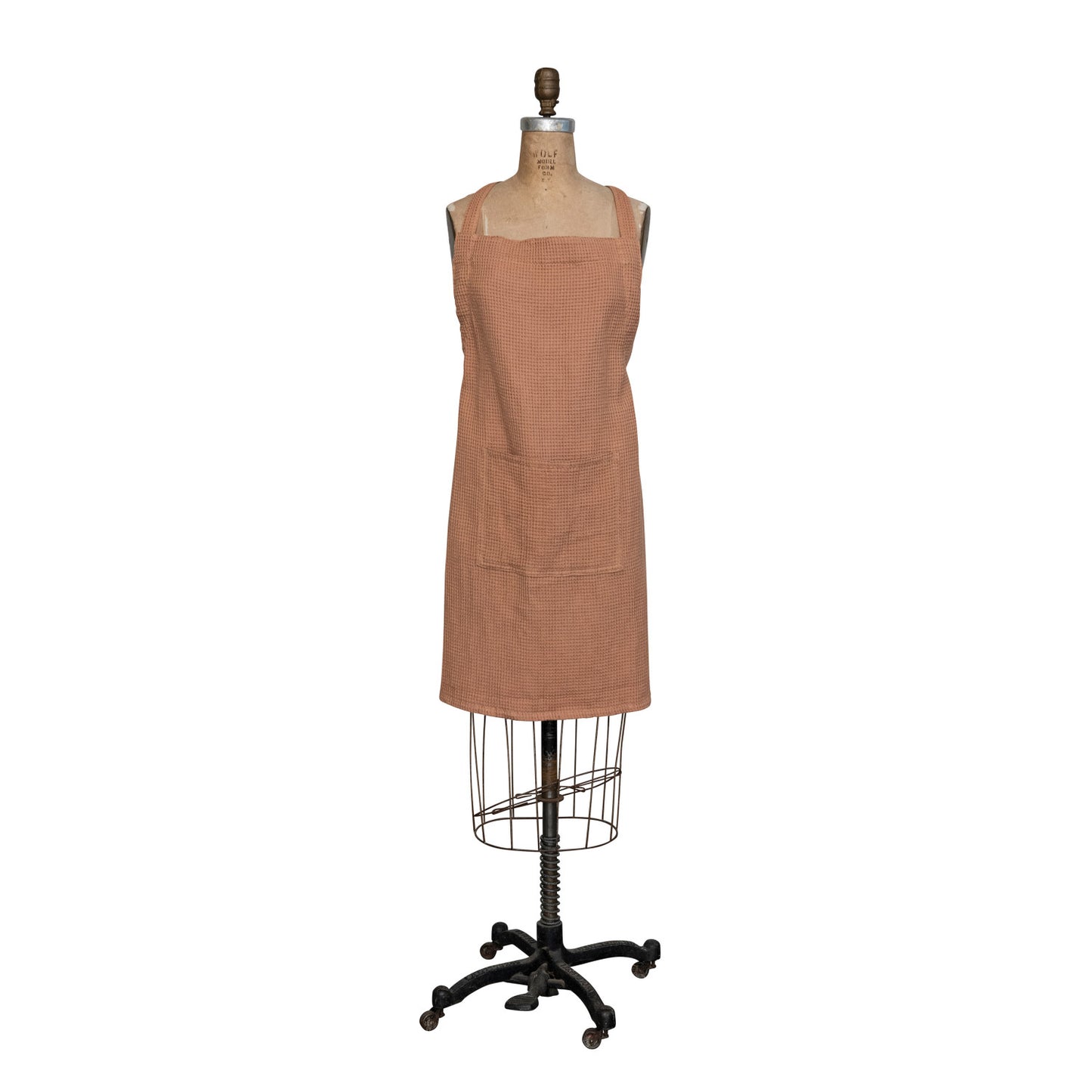 Woven Linen & Cotton Waffle Apron w/ Pocket | Terra Cotta Color