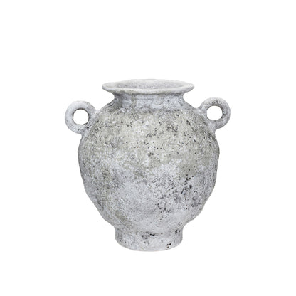 Stoneware Vase w/ Handles, Volcano Finish | Grey