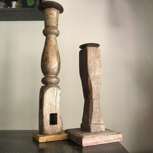 Vintage Wooden Candle Stick Holder