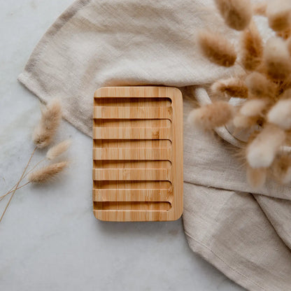 Waterfall Self-Draining Bamboo Soap Dish