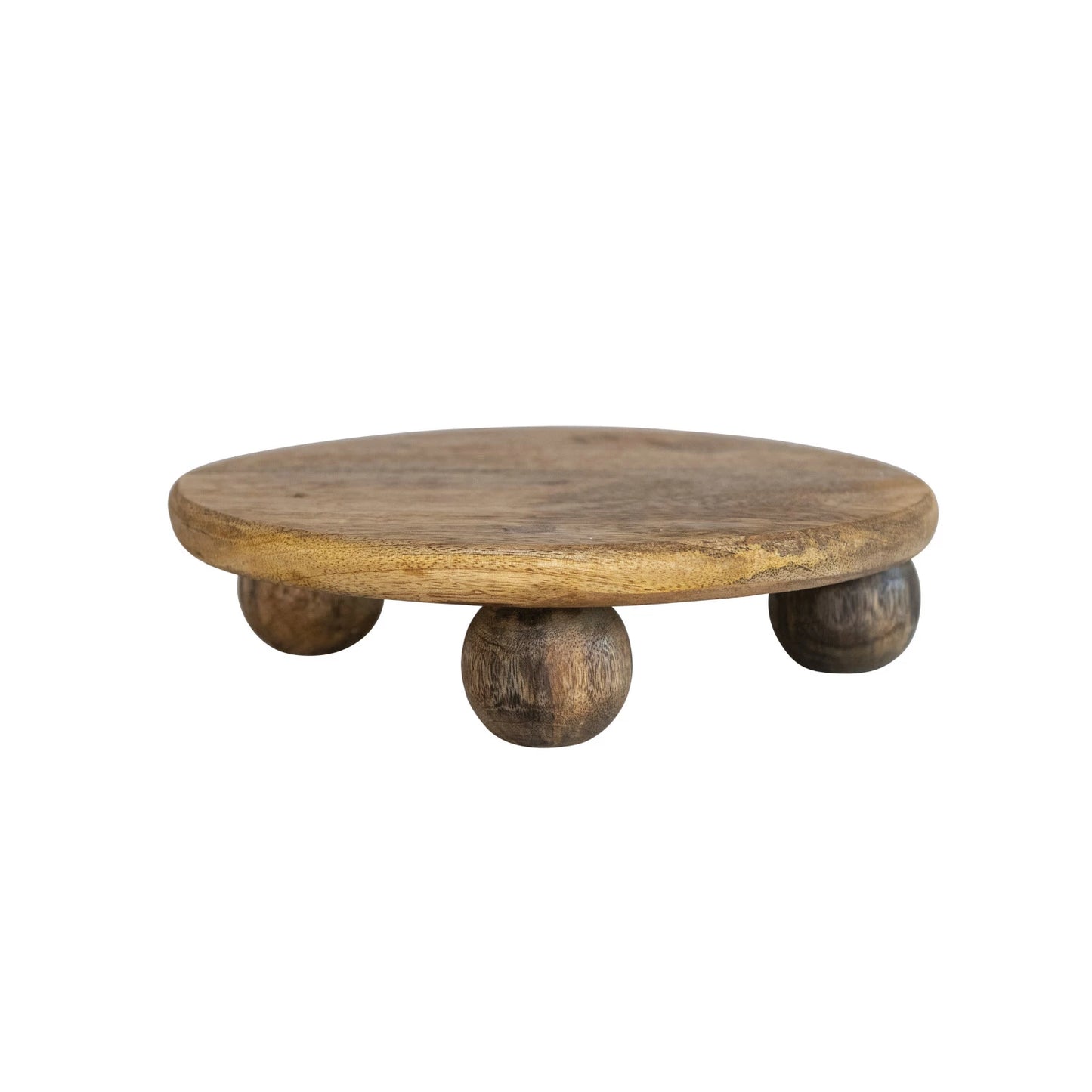 Food Safe Hand-Carved Mango Wood Pedestal