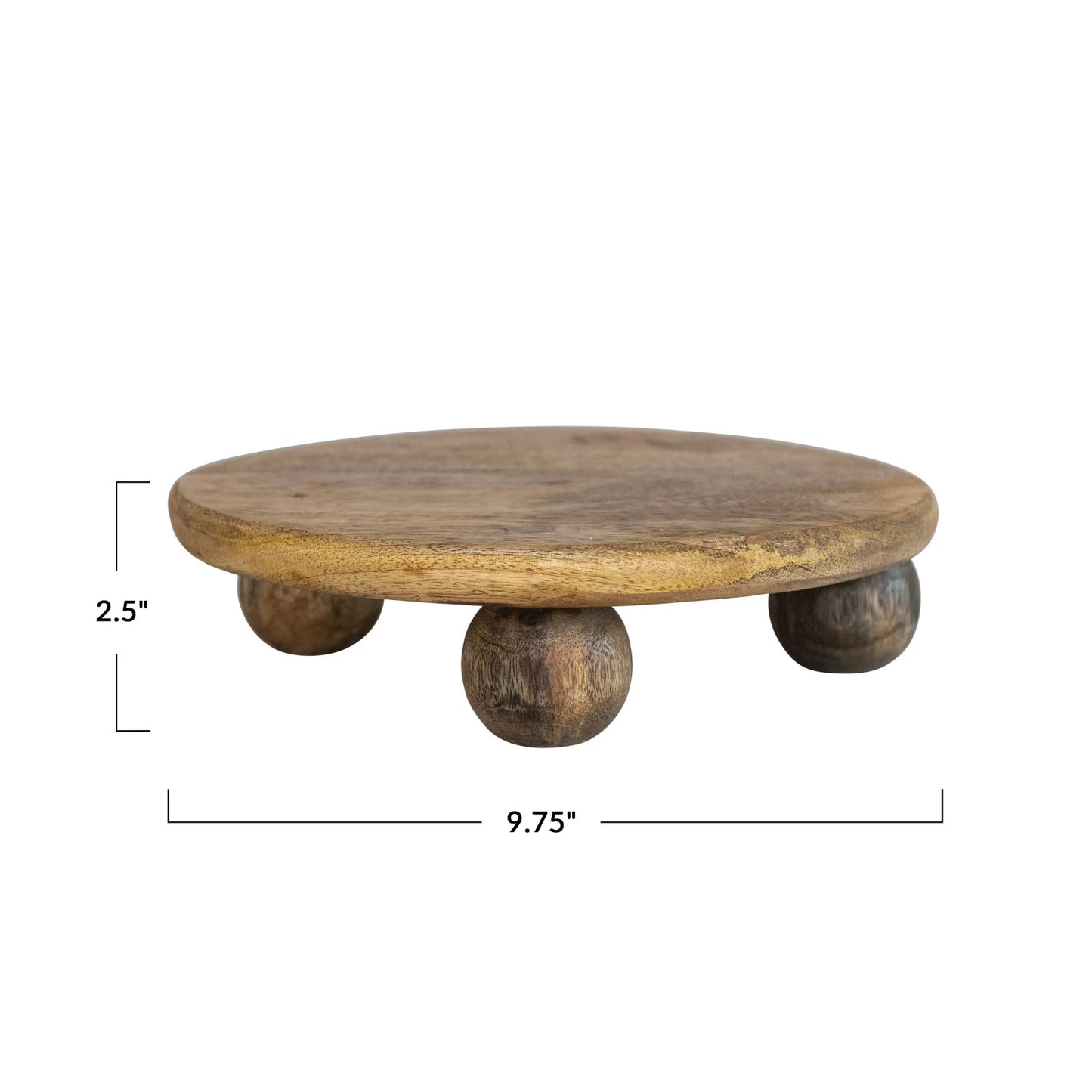 Food Safe Hand-Carved Mango Wood Pedestal