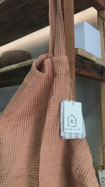 Woven Linen & Cotton Waffle Apron w/ Pocket | Terra Cotta Color