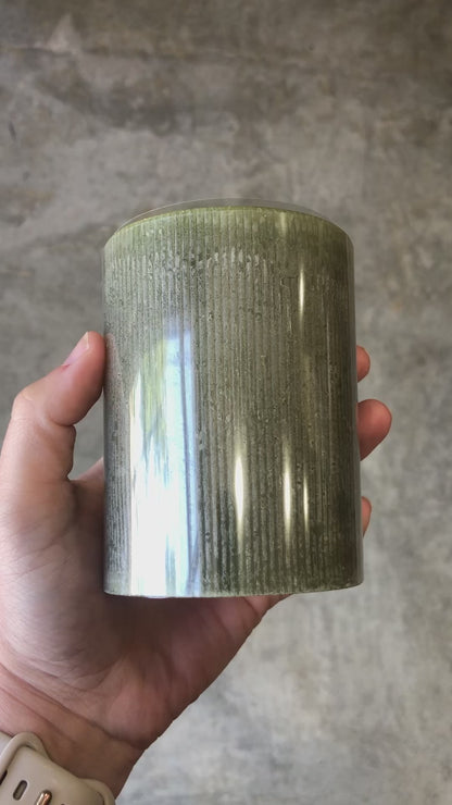 Olive - Unscented Pleated Pillar Candle