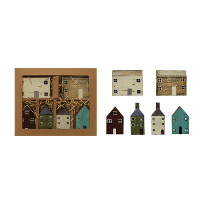 100% Pine Wood House Place Card Holders | Set of 6