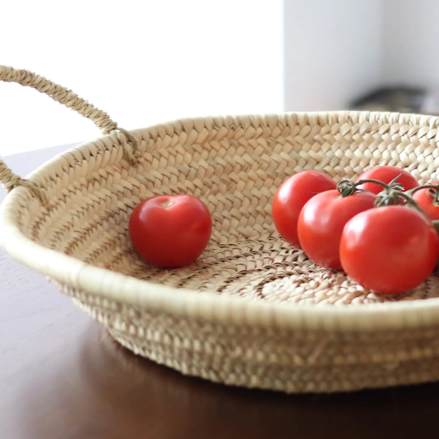 Moroccan Straw Woven Basket w/ Handles